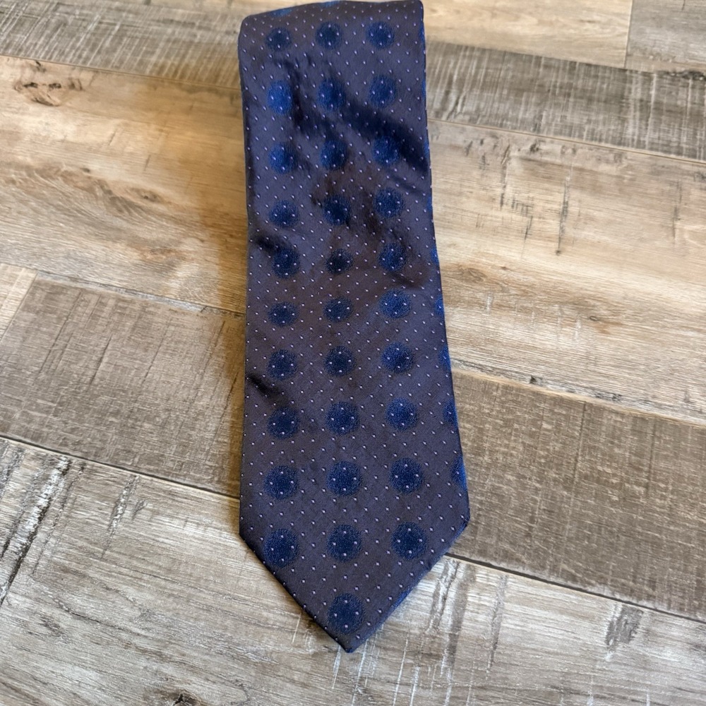 Thomas Pink Polka Dot Navy Pink 100% Silk Woven Men's Tie Classic 57-60" Style